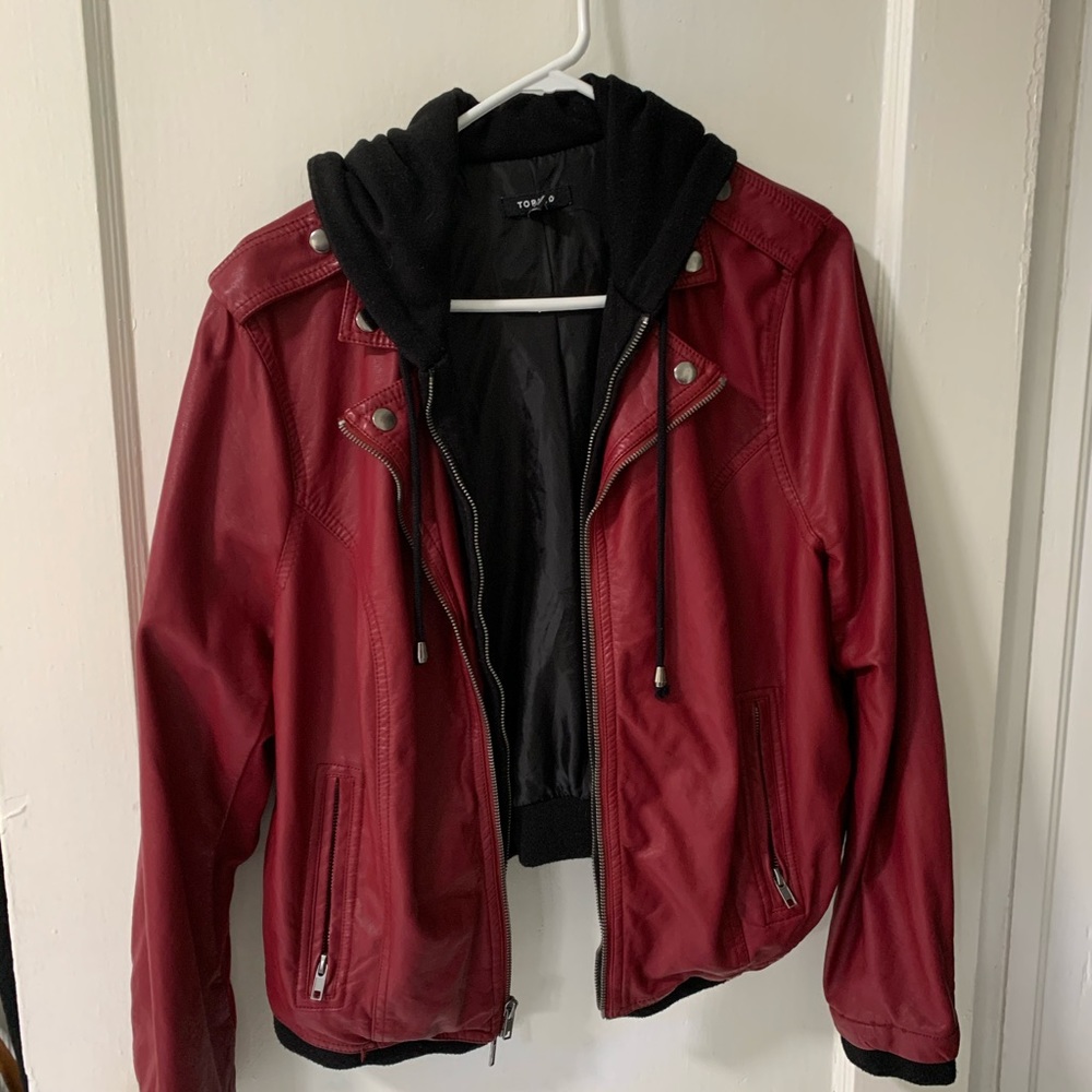 TORRID FAUX LEATHER MOTO HOODIE JACKET
